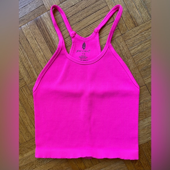 NWOT Free People Happiness Runs Long Crop Top in Hot Pink Size XL - Picture 2 of 12